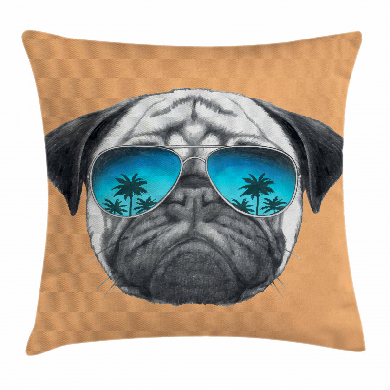 Dog and Sunglasses Pillow Cover