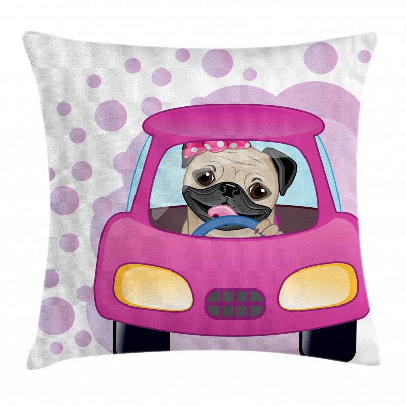 Dog Driving on Car Pillow Cover