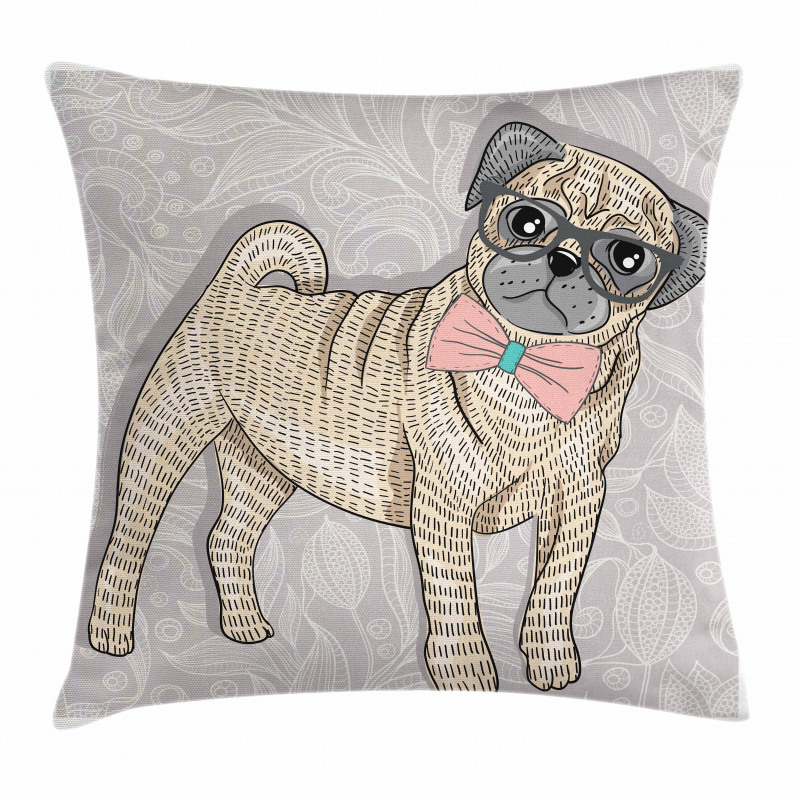 Hipster Dog Nerdy Glasses Pillow Cover