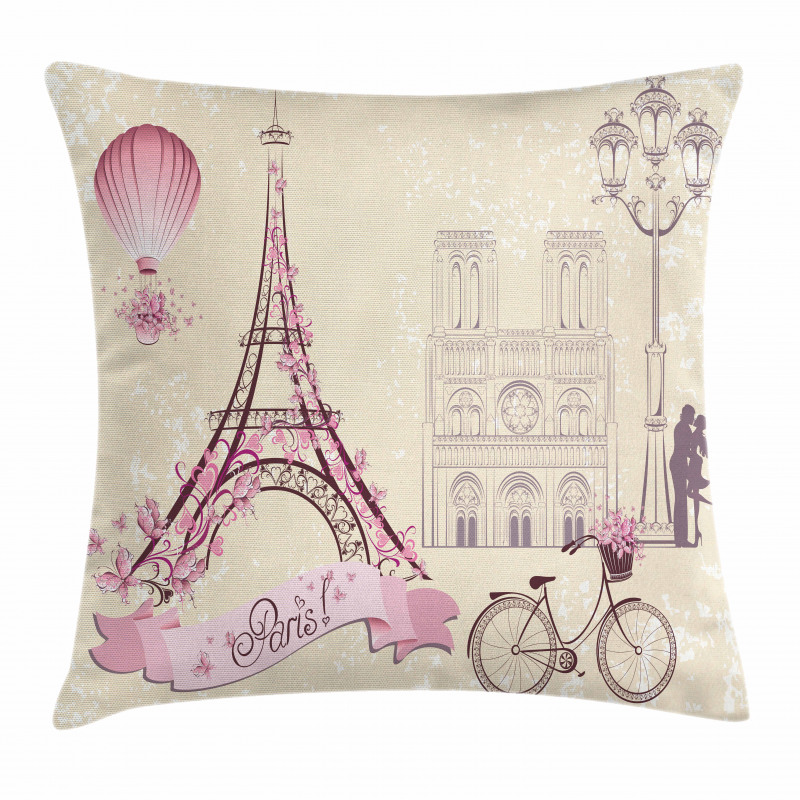 Floral Paris Eiffel Pillow Cover
