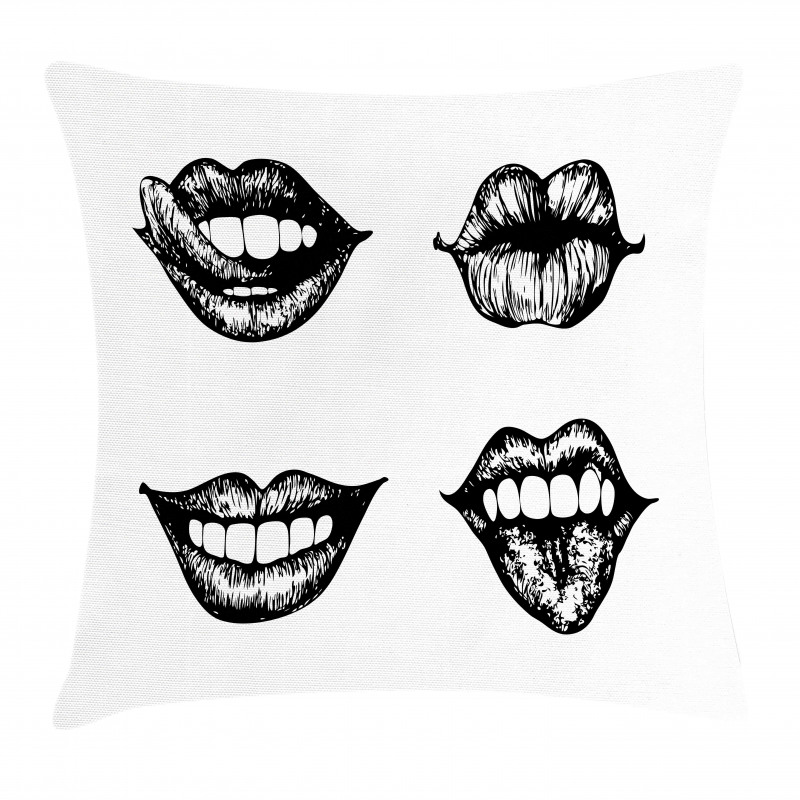 Monochrome Sketch Style Pillow Cover