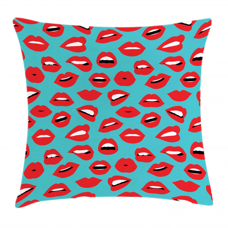 Retro Woman Red Lipstick Pillow Cover