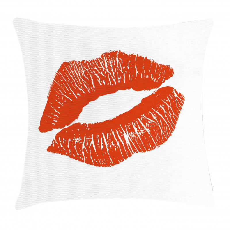 Red Lips Kiss Mark Grunge Pillow Cover