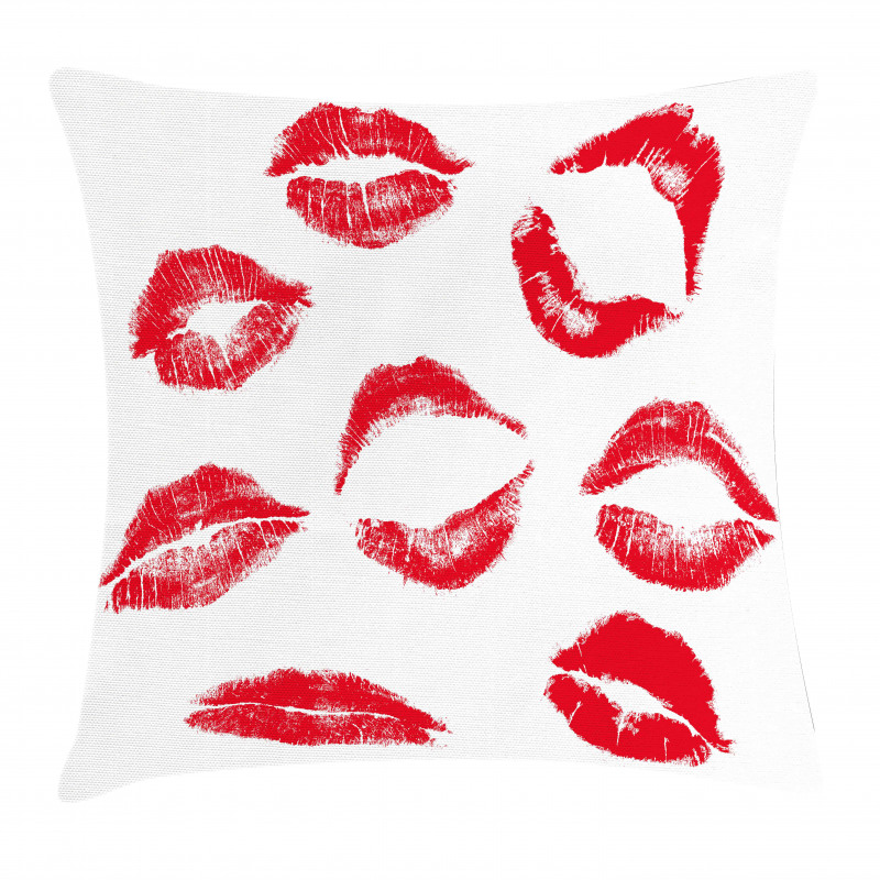 Different Red Kiss Marks Pillow Cover