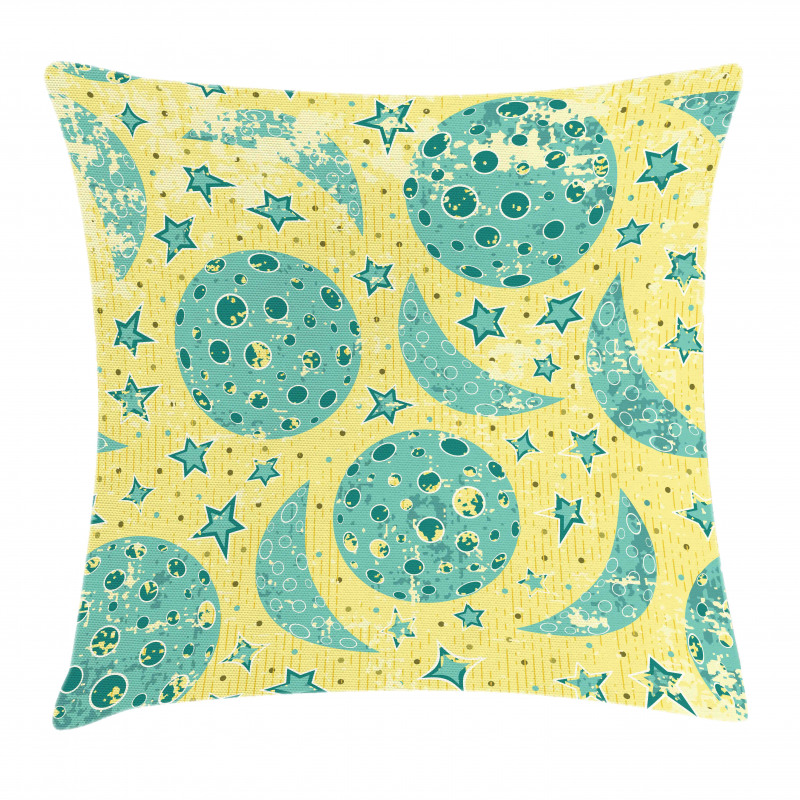 Grunge Style Moon Phases Pillow Cover