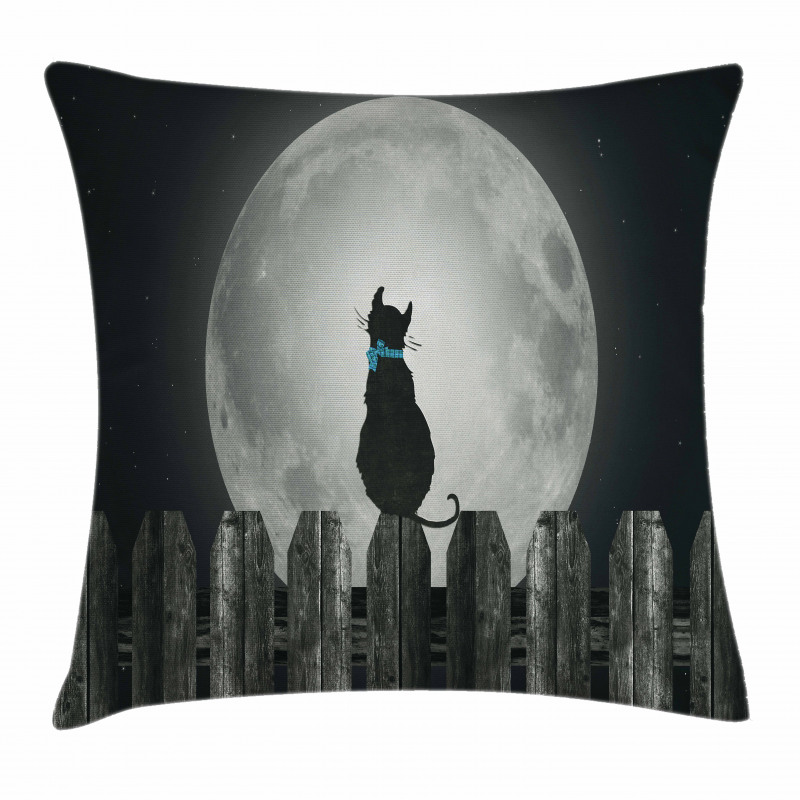 Cat Looking at the Moon Pillow Cover