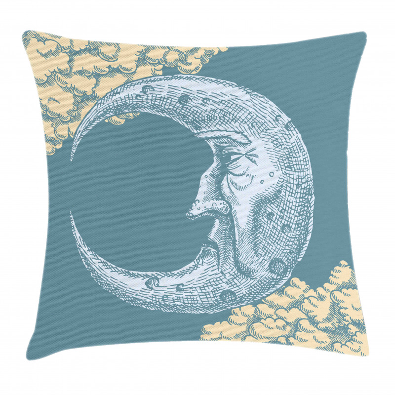 Vintage Crescent Moon Pillow Cover