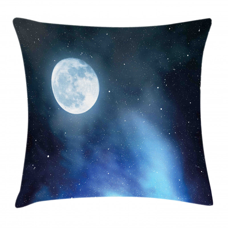 Starry Night Sky Full Moon Pillow Cover