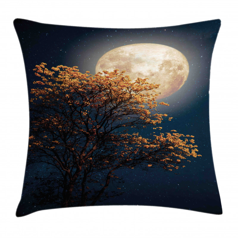 Retro Yellow Flowers Tree Pillow Cover