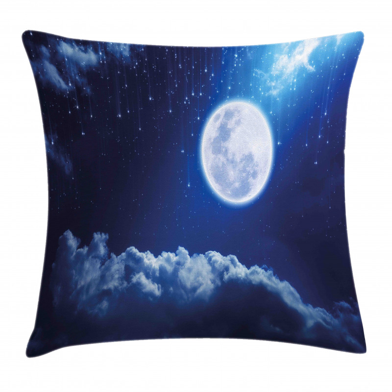 Full Moon Falling Stars Pillow Cover