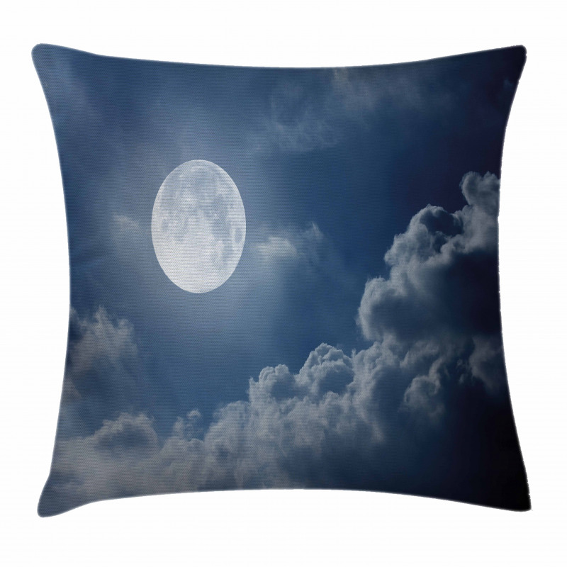 Night Skyline Full Moon Pillow Cover