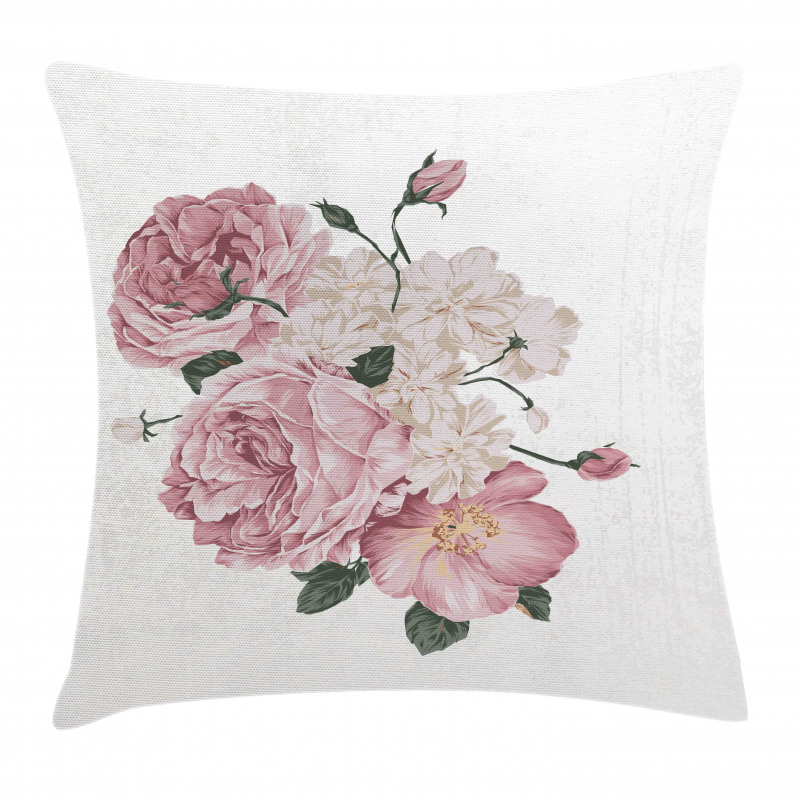 Old Roses Corsage Grunge Pillow Cover