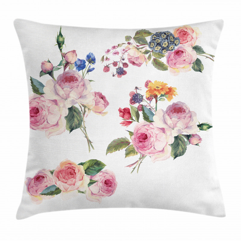 English Wild Roses Bouquet Pillow Cover