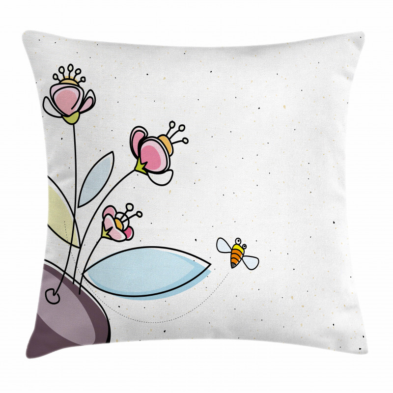 Flower Pot with Blossoms Pillow Cover