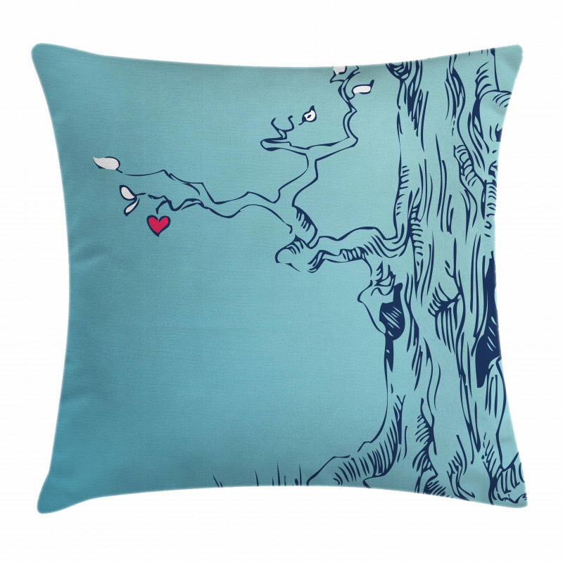 Tree with Hearts Leaves Pillow Cover