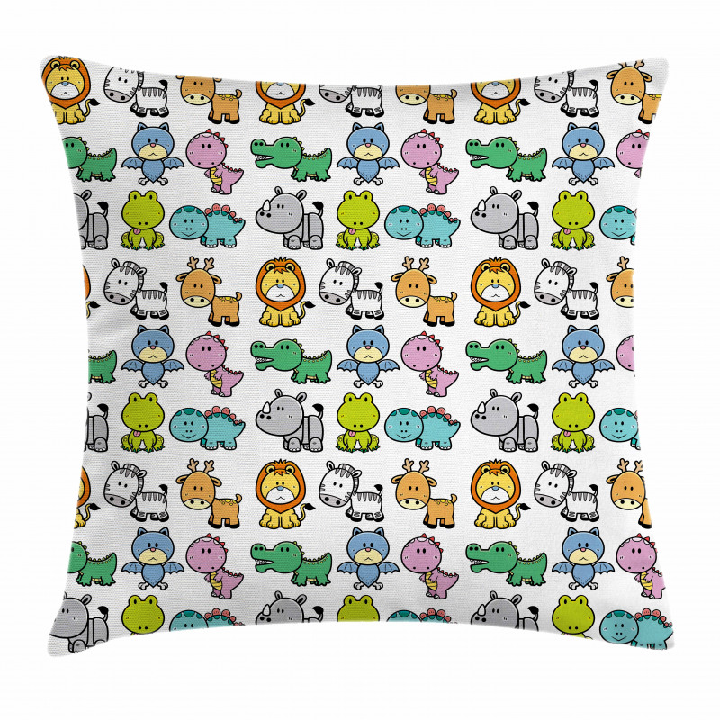 Bat Rhino Fun Illustration Pillow Cover