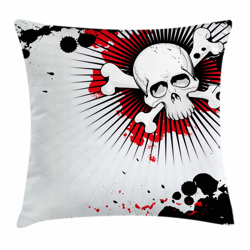 Skull Bones Grunge Pillow Cover