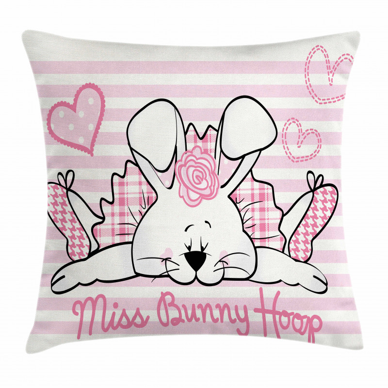 Miss Bunny Hoop Love Pillow Cover