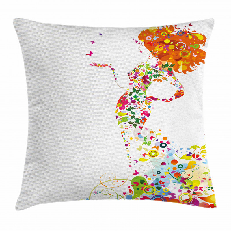 Summer Lady Silhouette Pillow Cover