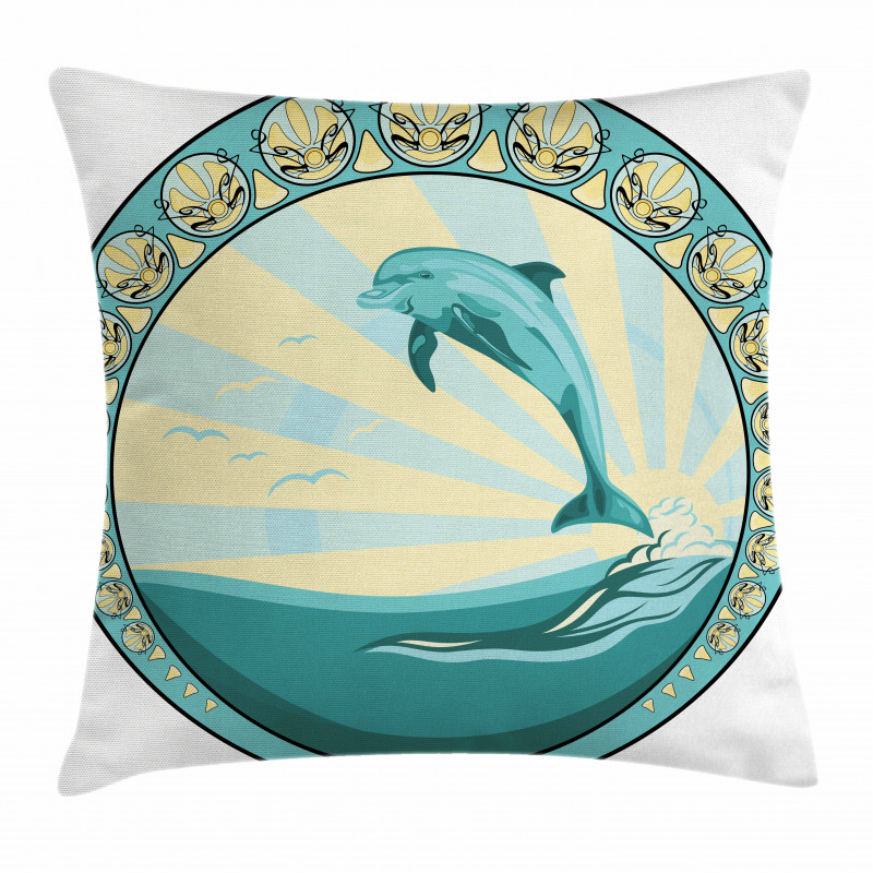 Mammal Jumping out Sea Pillow Cover
