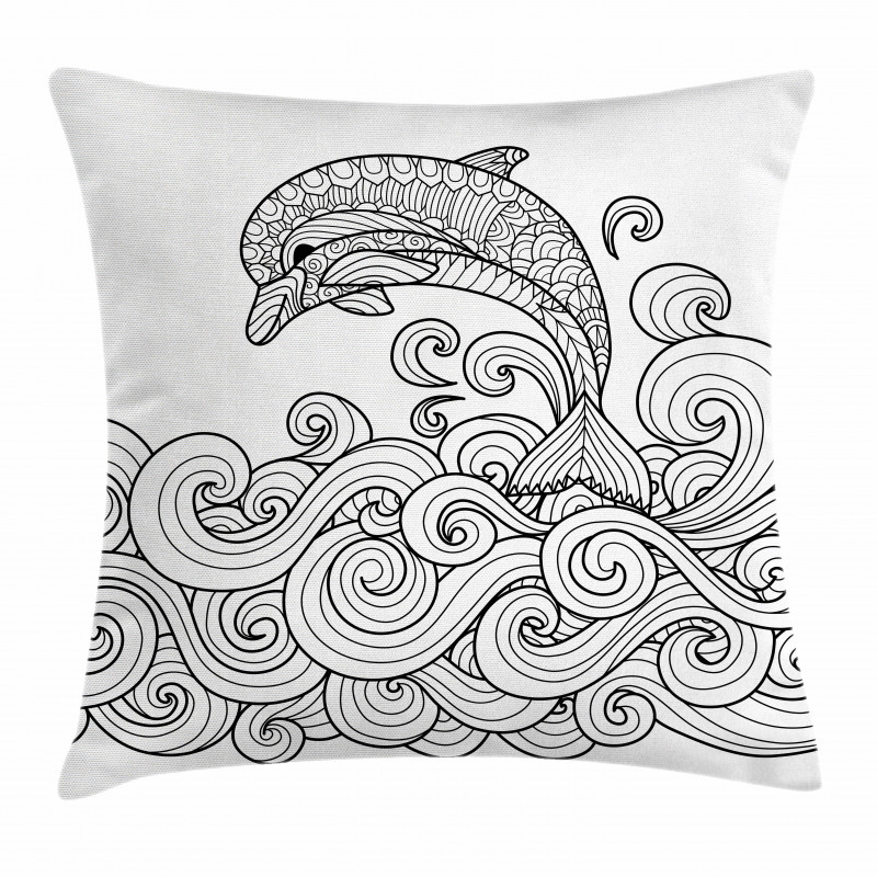 Nautical Zentangle Wave Pillow Cover