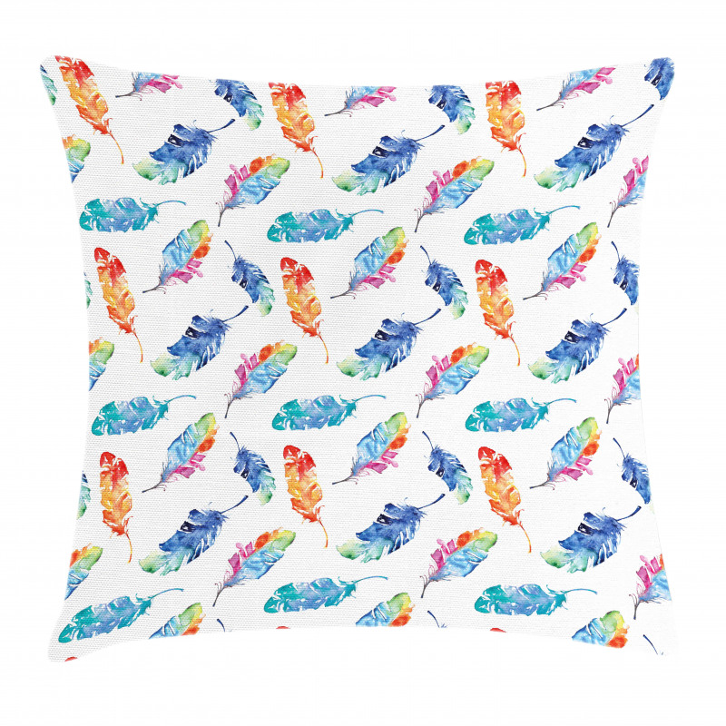 Watercolor Bird Feather Pillow Cover