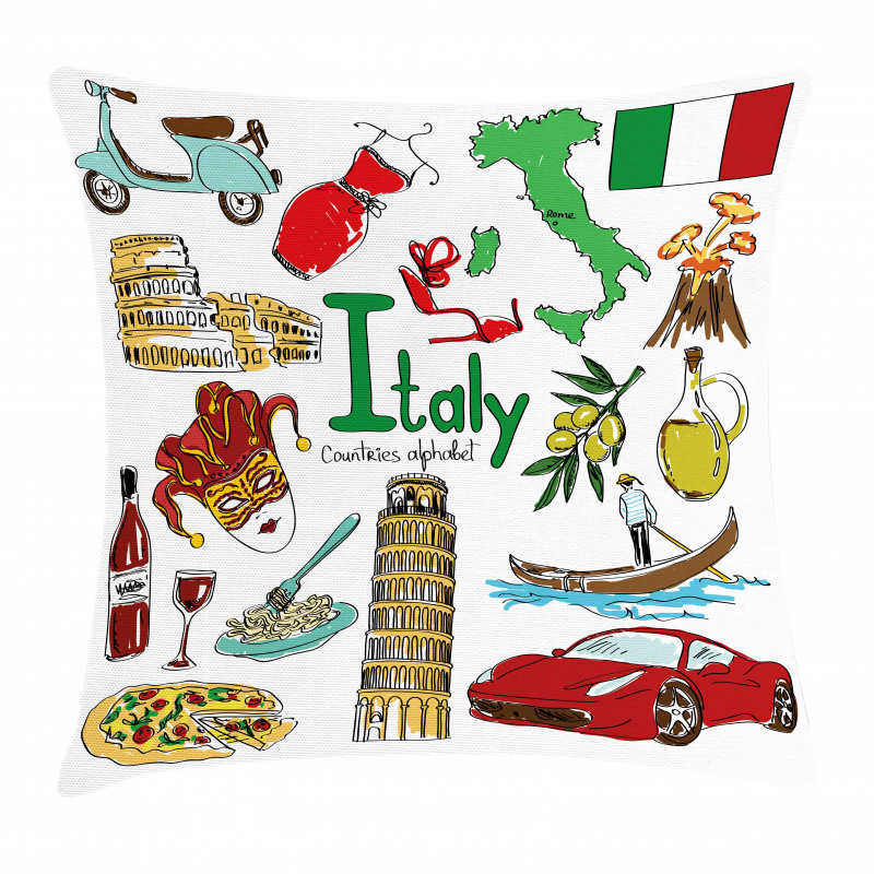 Fun Colorful Sketch Style Pillow Cover