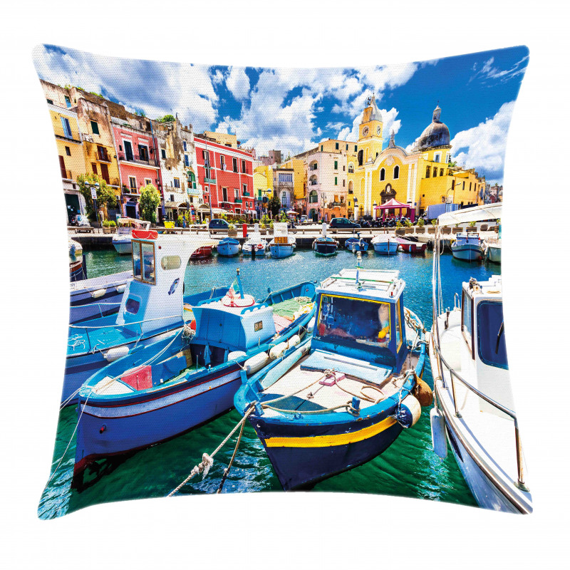 Colorful Procida Island Pillow Cover