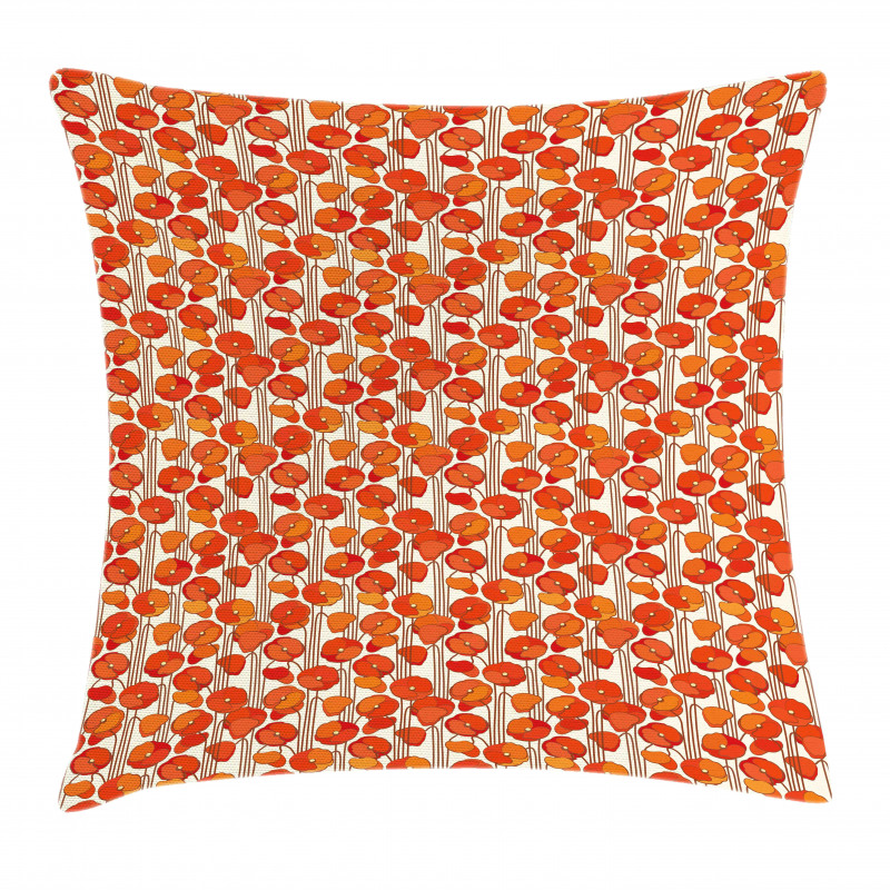 Poppies Retro Spring Pillow Cover