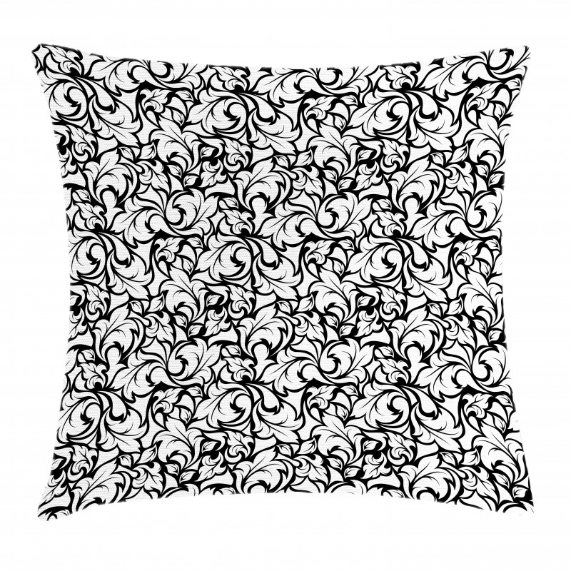 Monochrome Leaves Garden Pillow Cover