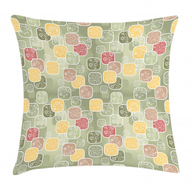 Geometric Squares Swirls Pillow Cover