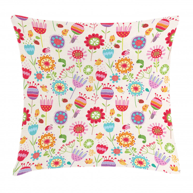 Ladybug Strawberry Bird Pillow Cover