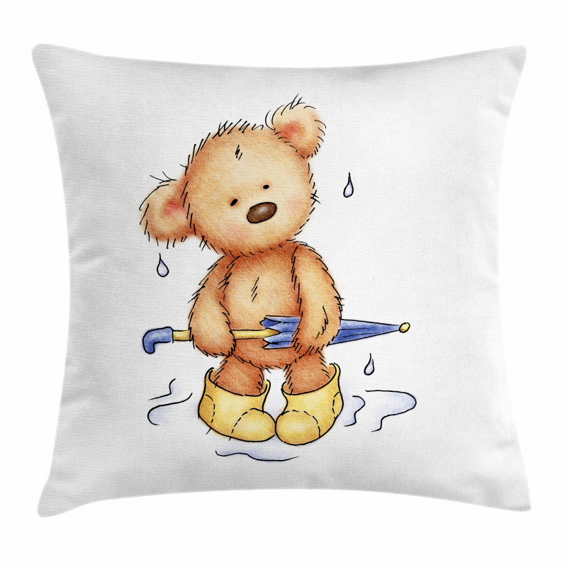 Teddy Bear Rain Umbrella Pillow Cover