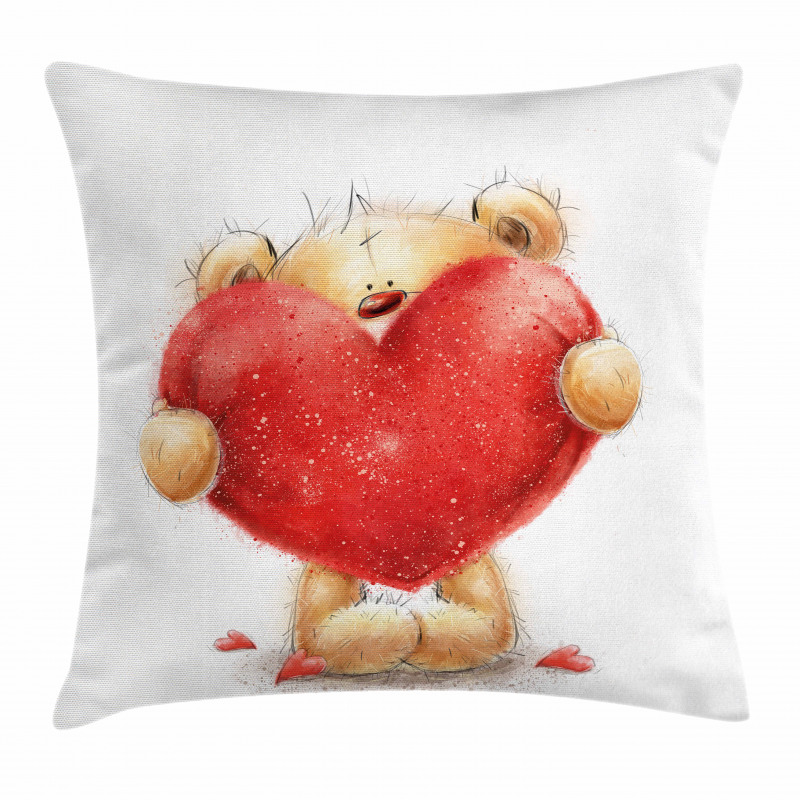 Romantic Mascot Red Heart Pillow Cover