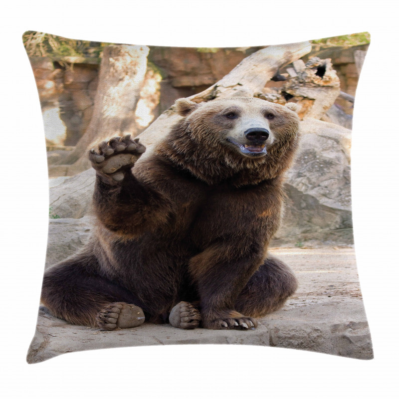 Friendly Animal Waving Paw Pillow Cover