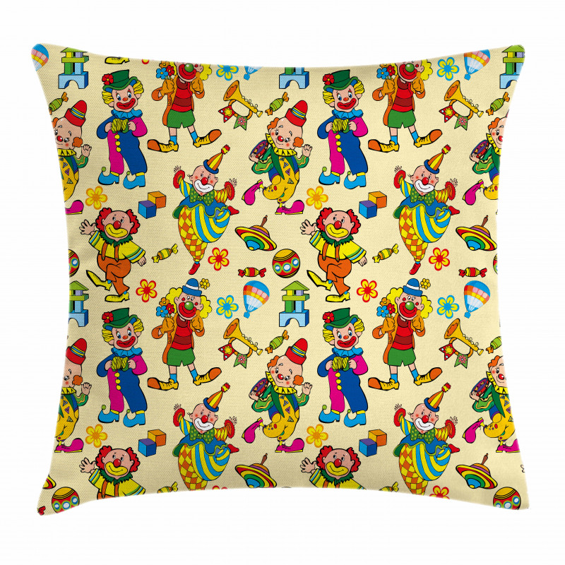 Funny Cartoonish Clowns Pillow Cover