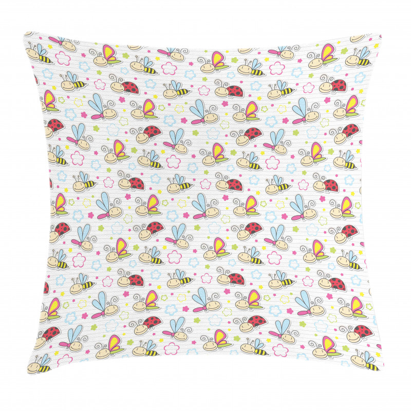 Flower Dragonfly Bugs Pillow Cover