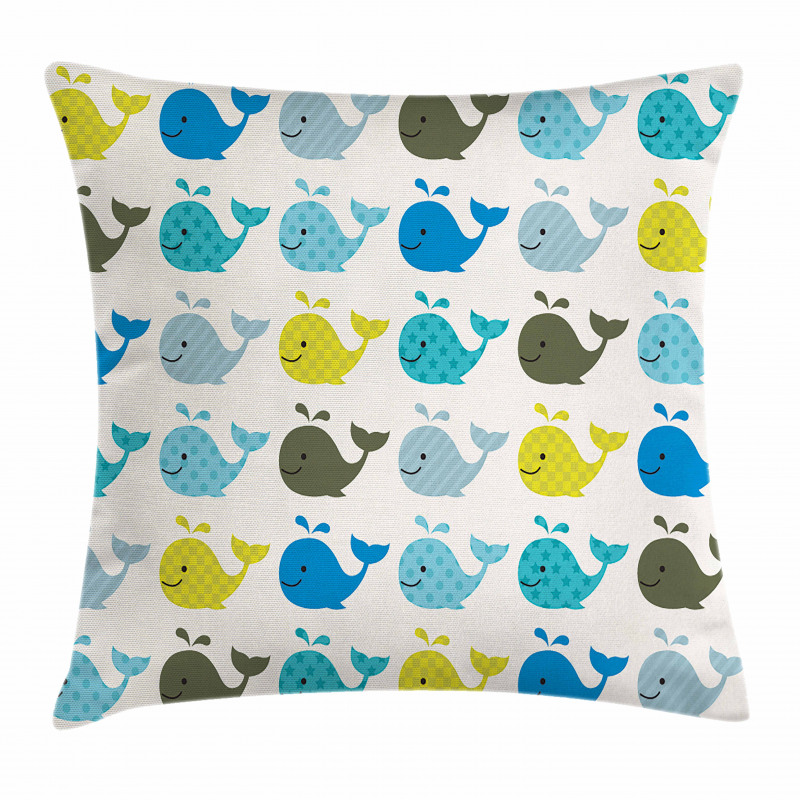 Colorful Whales Animals Pillow Cover