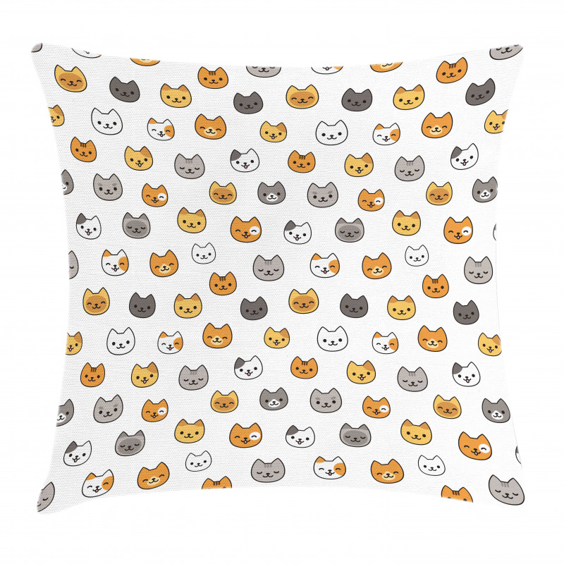 Happy Funny Kittens Pillow Cover