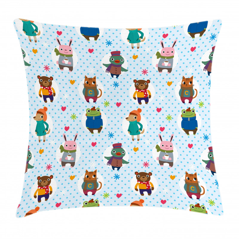 Animals Winter Clothing Pillow Cover
