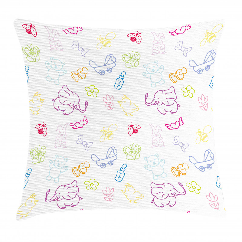 Baby Elephants Bears Pillow Cover