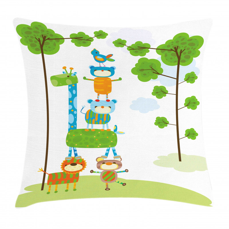 Funny Jungle Creatures Pillow Cover