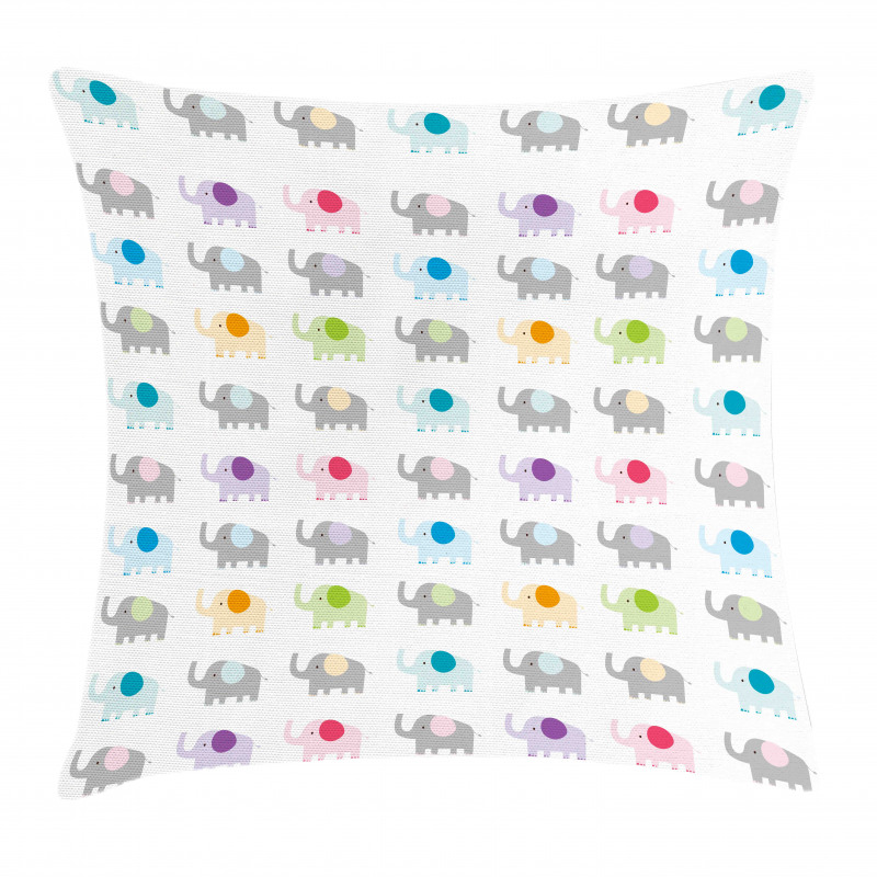 Colorful Fun Elephants Pillow Cover