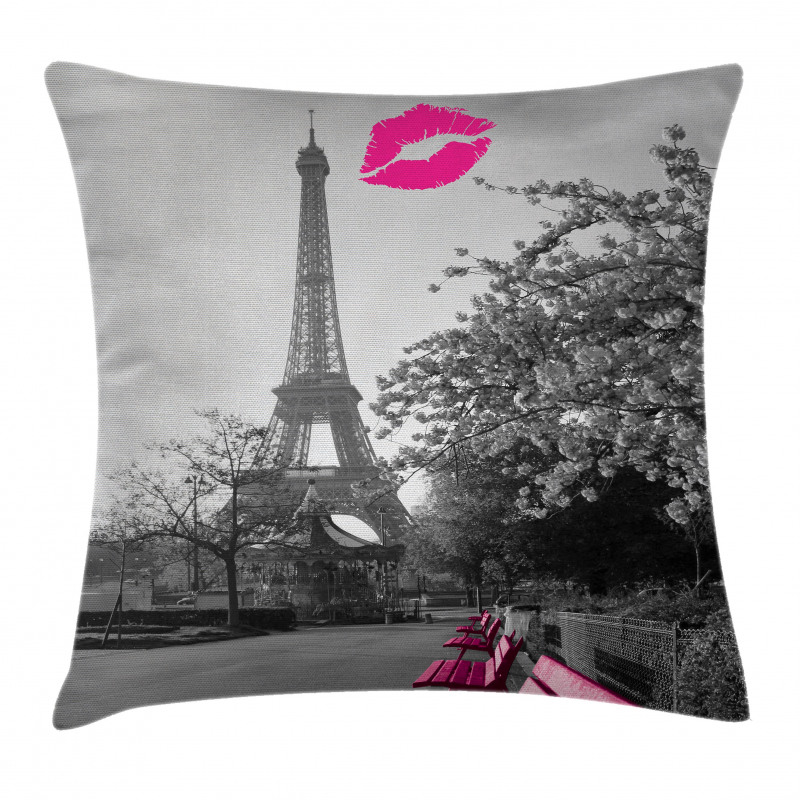 Romantic City and a Kiss Pillow Cover