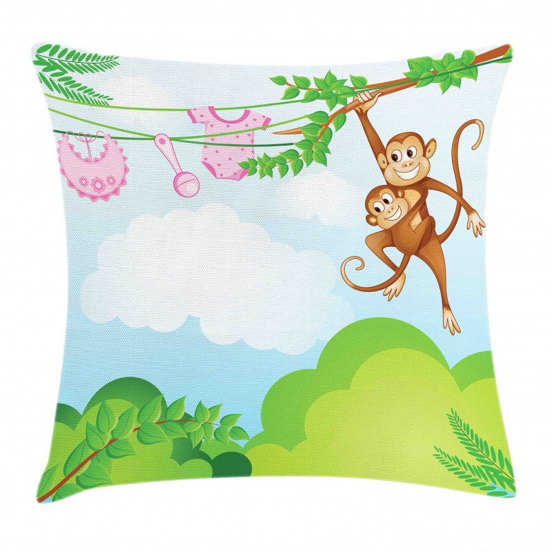 Monkey Swinging Kid Pillow Cover