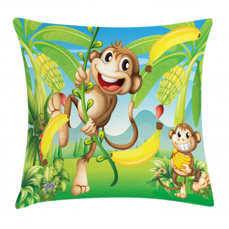 2 Monkeys and Bananas Pillow Cover