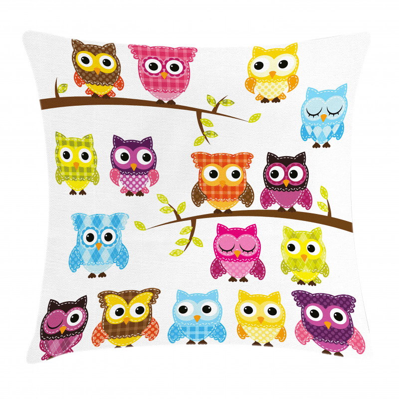 Patchwork Style Owls Pillow Cover