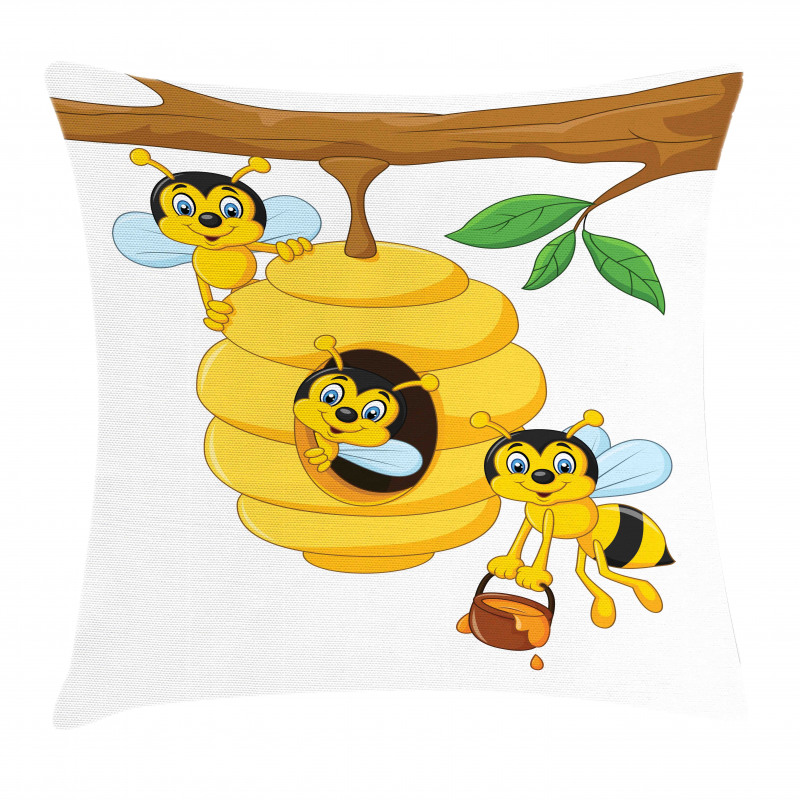 Tree with Beehive Honey Pillow Cover