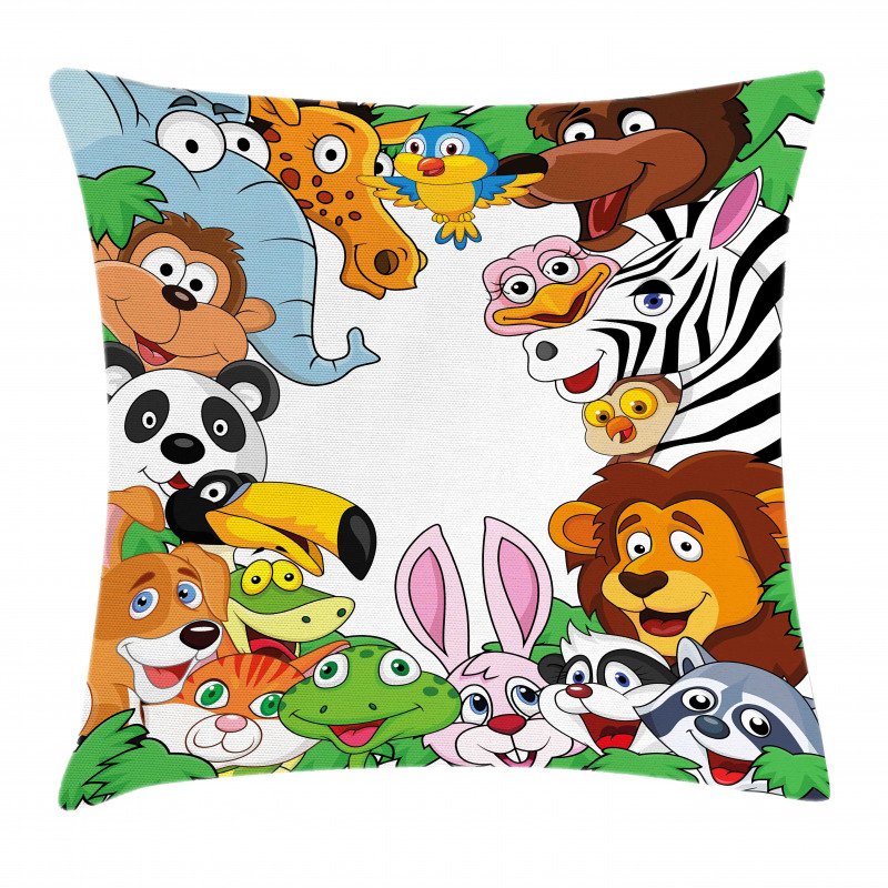 Tropical Jungle Animals Pillow Cover