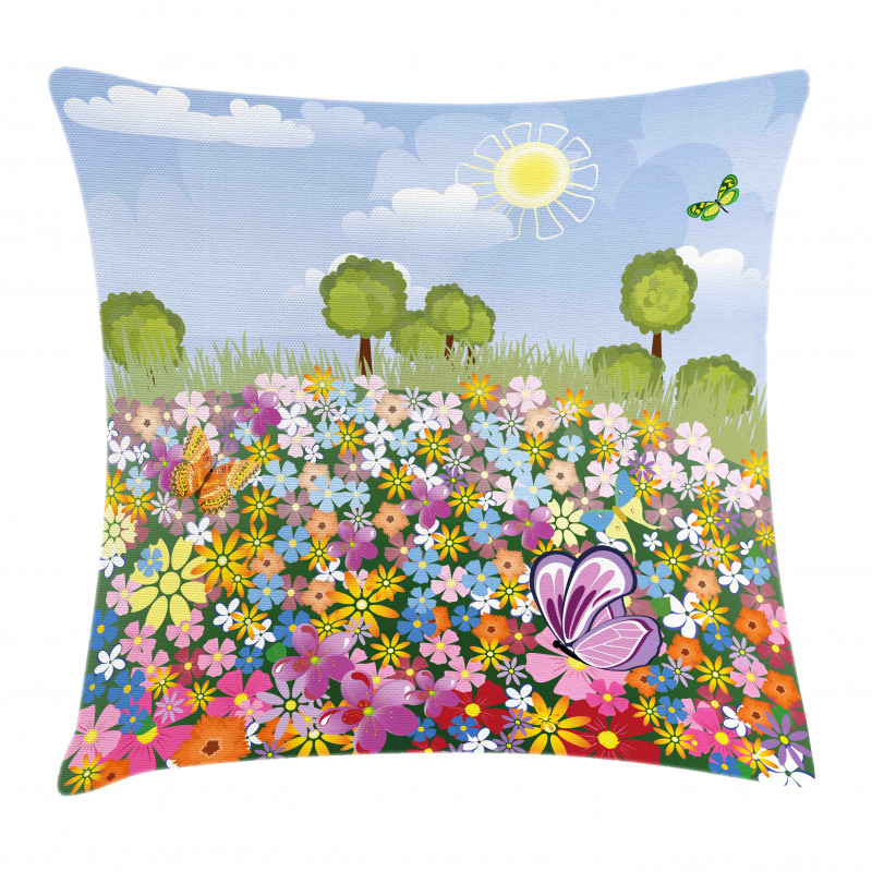 Spring Meadow Blossoms Pillow Cover